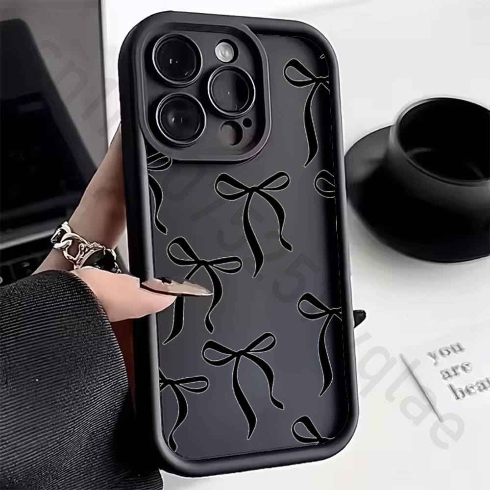 Colorful Bow Print Phone Case For iPhone 11 13 17 15 12 14 Pro Max air Plus SE Soft Matte Cover