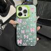 Black Cherry Bow Electroplate Silver IMD Phone Case For iPhone 16 15 14 Pro Max 13 12 11 Pro 16E 7 8 Plus X XS Shockproof Cover