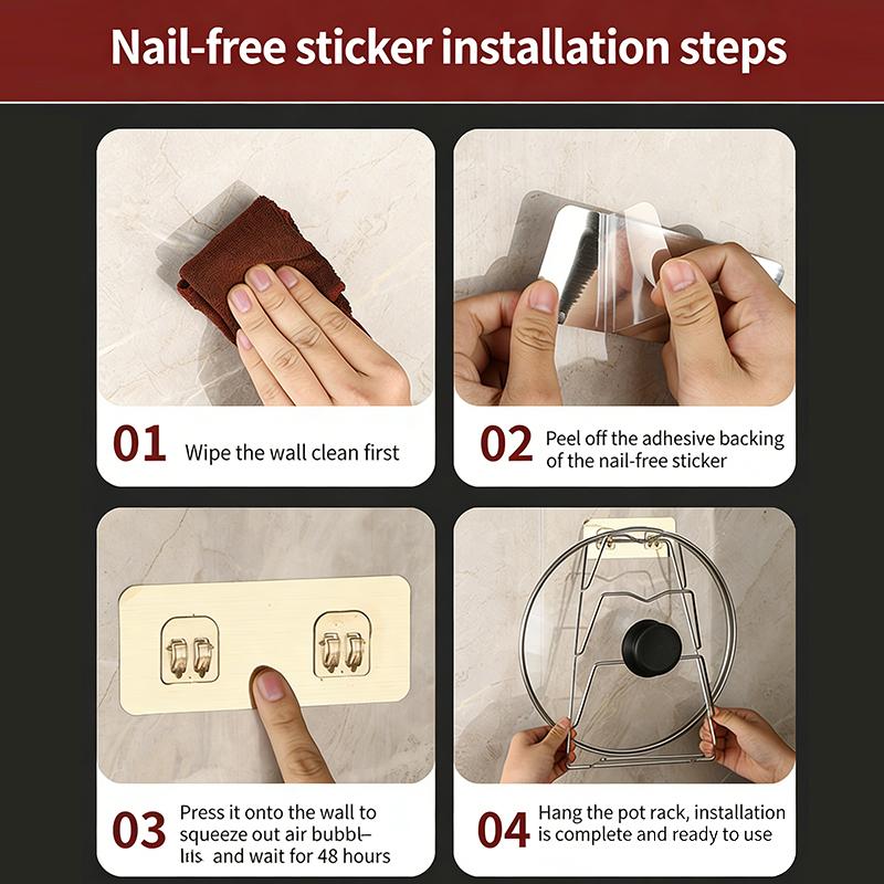 Küchen-Organizer-Regal Wandmontage Topfdeckel-Racks 2/3 Schichten Topfdeckel Metall Rostfrei Multifunktionsregal Topfdeckel-Aufbewahrungsregal