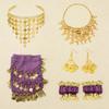 Belly Dance Costumes Bellydance Hip Scarf Wrist Bracelets Coin Head Scarf Earrings Belly Dancer Outfit Set for Womens