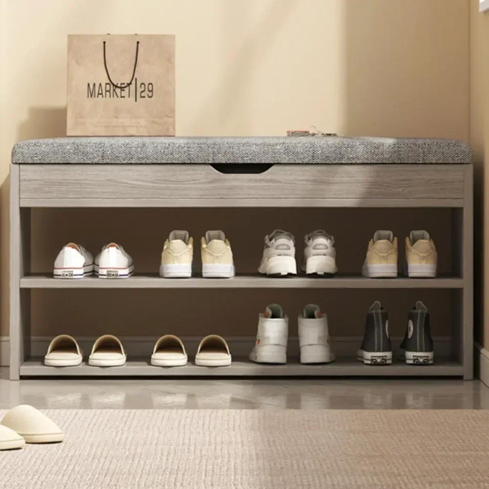 Entrance Shoe Changing Stool Convenient Wooden Shoe Cabinet Integrated Shoe Changing Stool High-end Feeling Shoe Changing Stool
