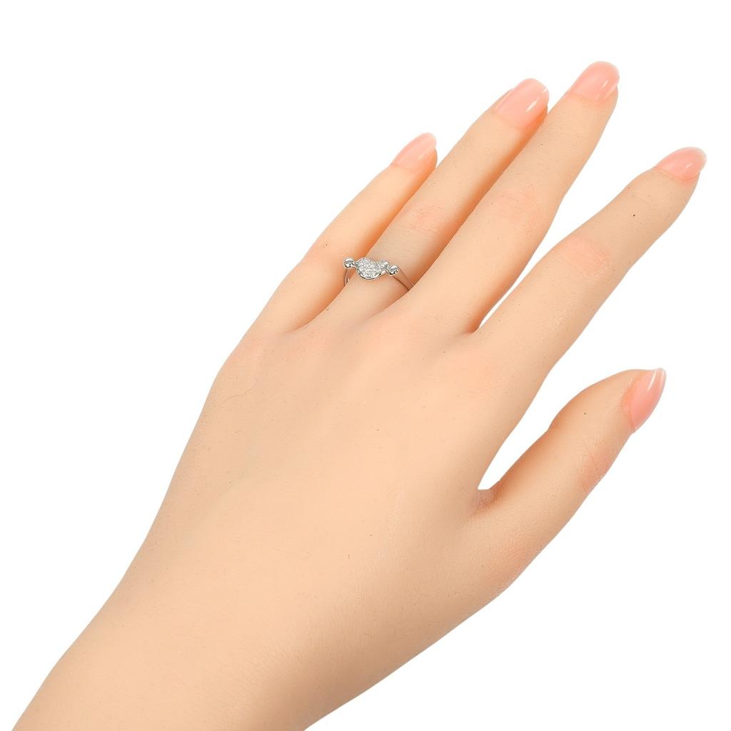 TIFFANY&Co. Bean Ring Pt950Platinum/Pave diamond #5.6(US Size) 5.5g Women Used