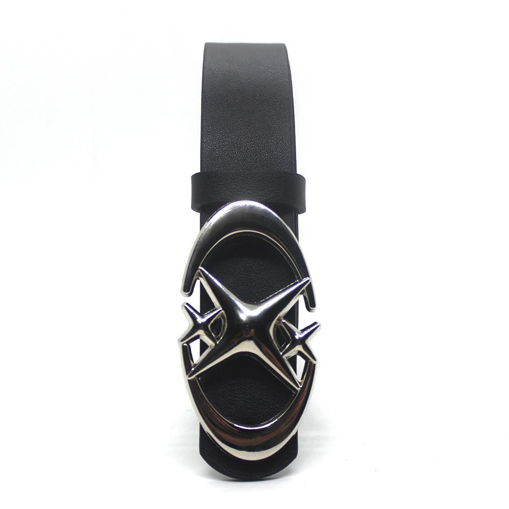 Stylish Crescent Moon & Star Buckle Belt for Jeans and Skirts - Versatile Fashion Leather Accessory