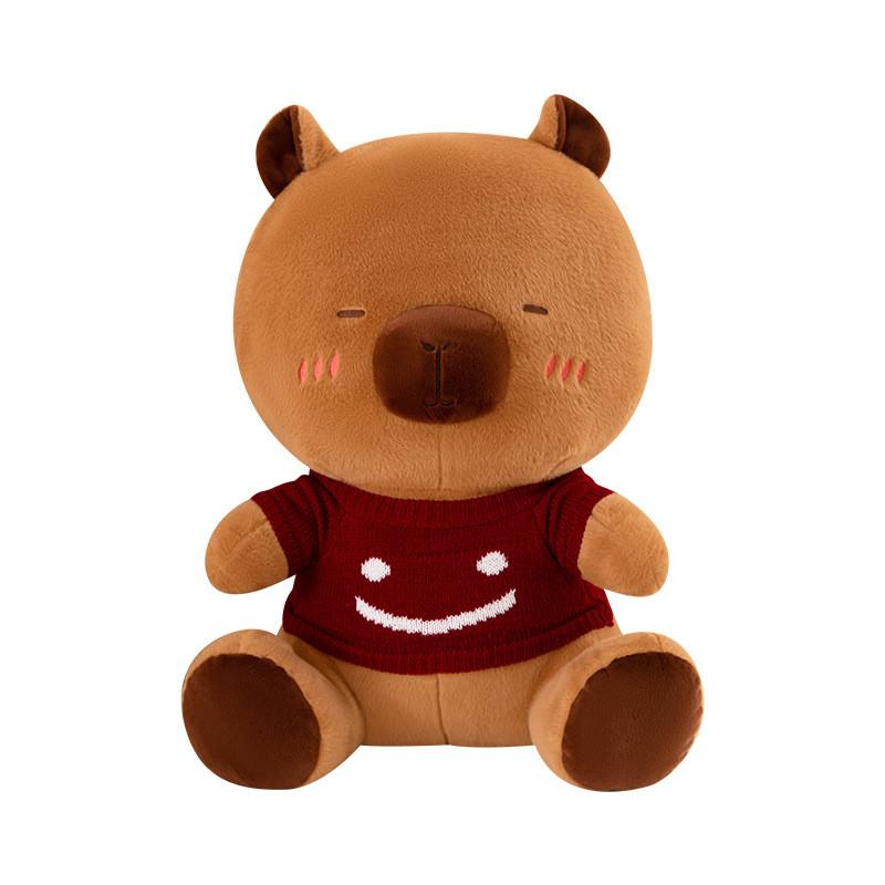 Smiling Red Sweater Capybara Plush Toy Soft Stuffed Animal Girls Gift Doll Kids