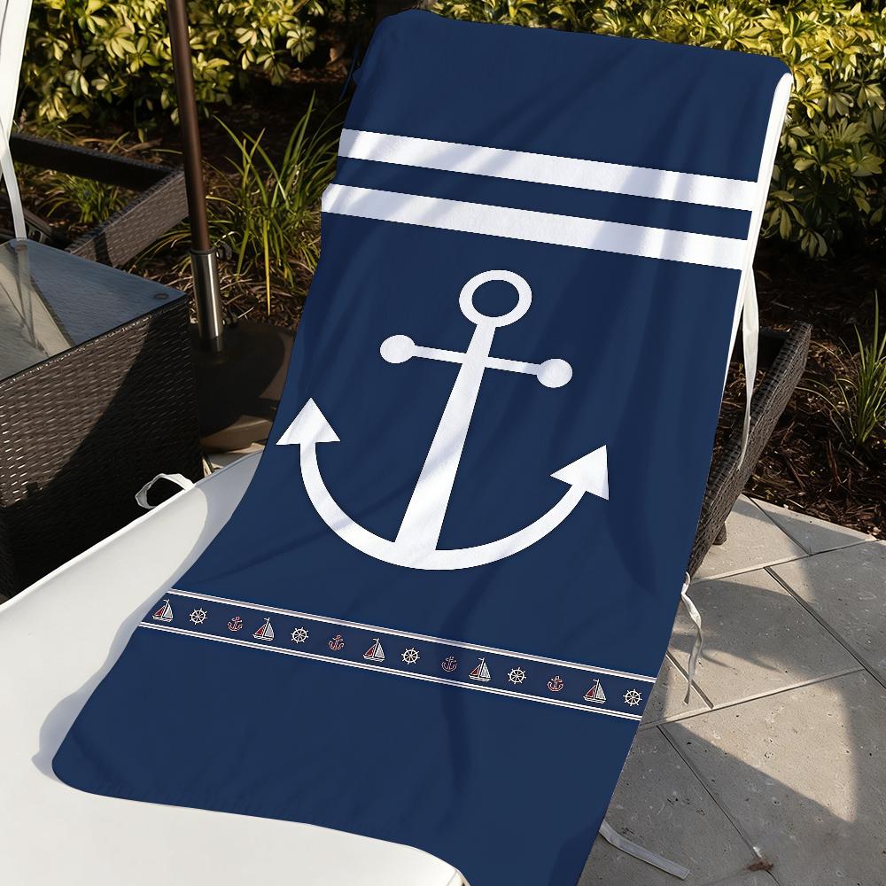Navy Stripes Anchor Towel Quick Drying Beach Towels Are Suitable For Swimming Pools Camping Yoga And The Gym