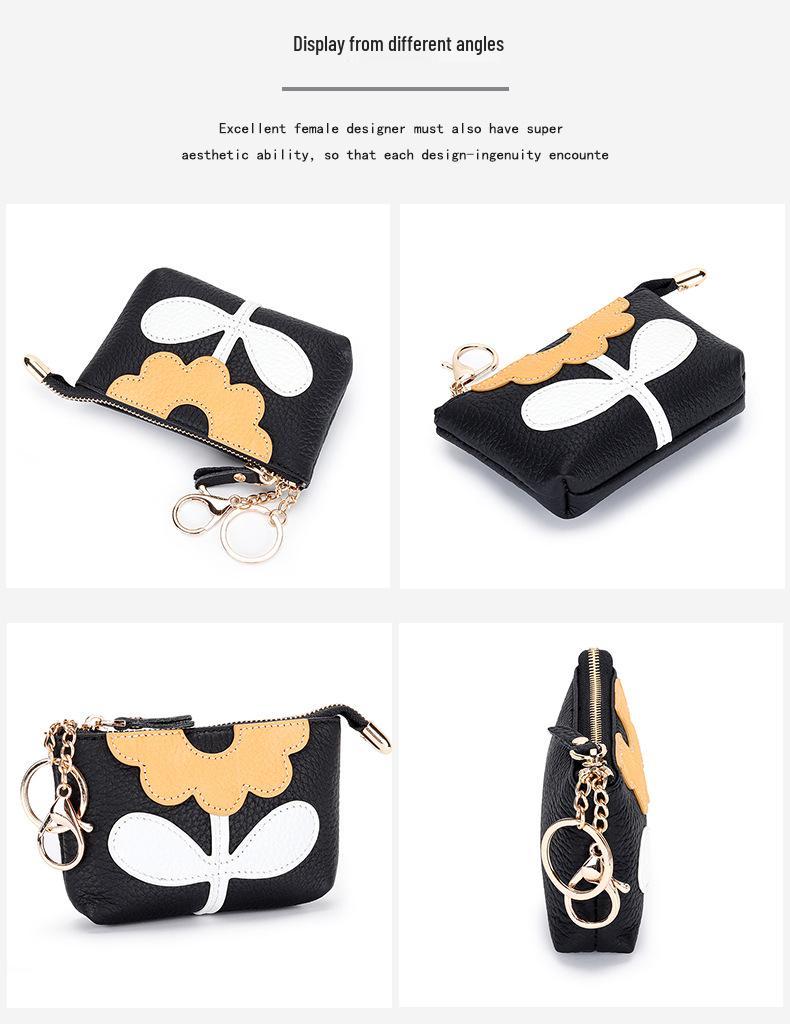 Women's Colorblock Floral Coin Purse - Cute Zipper Pouch for Change, Keys & Cards, Red Envelope Design