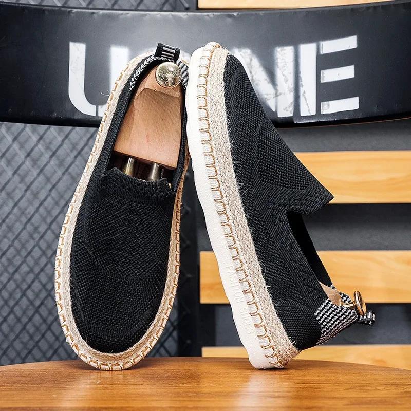 Fashion Board Shoes Large Size Loafer Flat Bottomed Comfortable Casual Shoes Breathable Canvas Social Flat Shoes Men