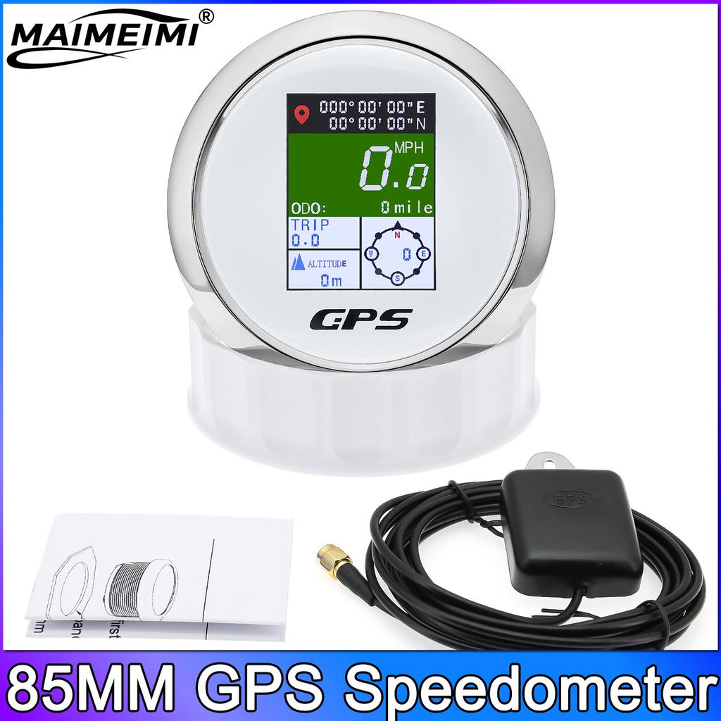 85mm Gauge GPS Speedometer ODO with Compass Longitude Latitude Altitude MPH Knots km/h for Car Boat Marine 12V24V