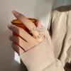 Chic Double Layer Pearl Alloy Geometric Open Ring - Unique Design
