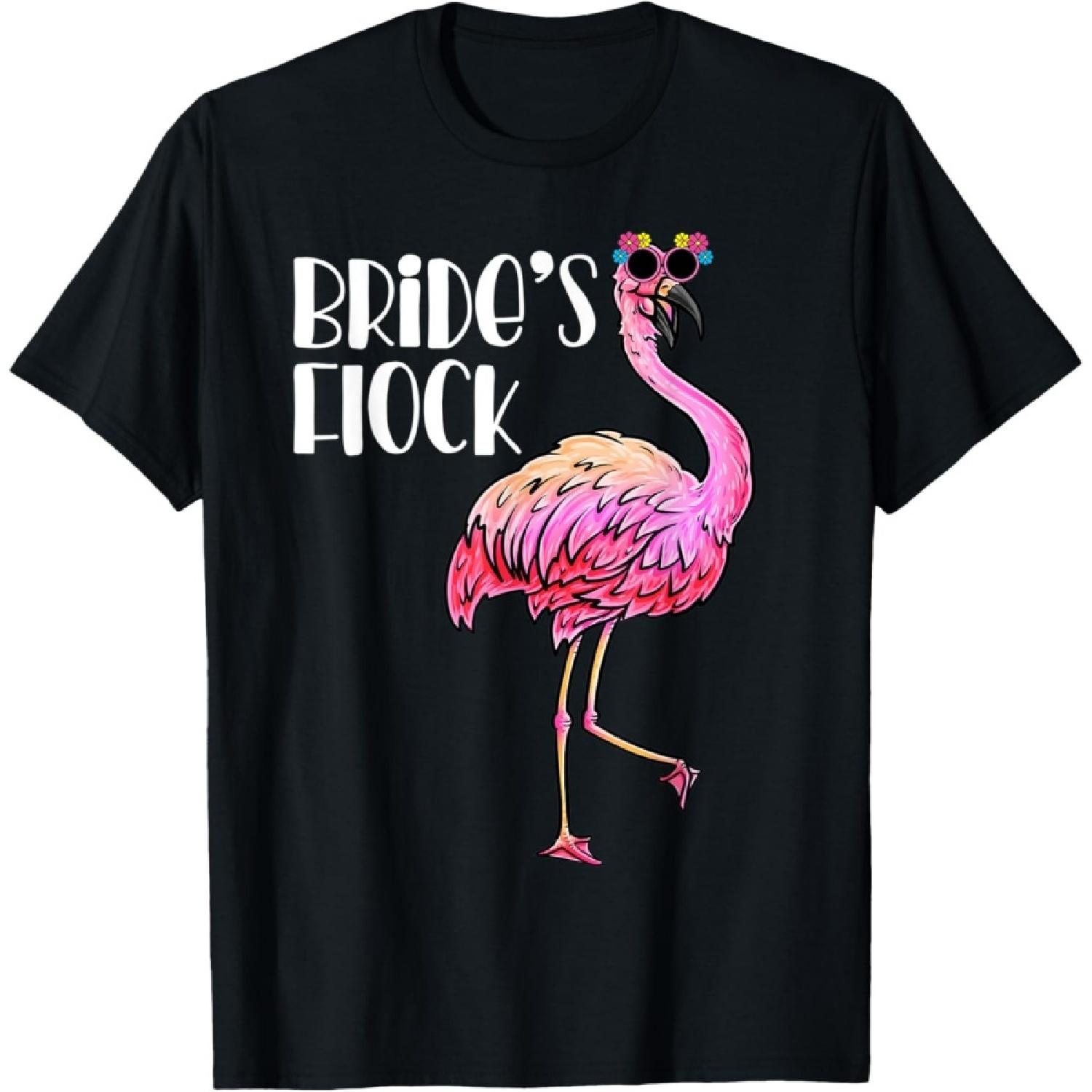 Bride s Flock Tshirt - Flamingo Bachelorette Wedding Party S