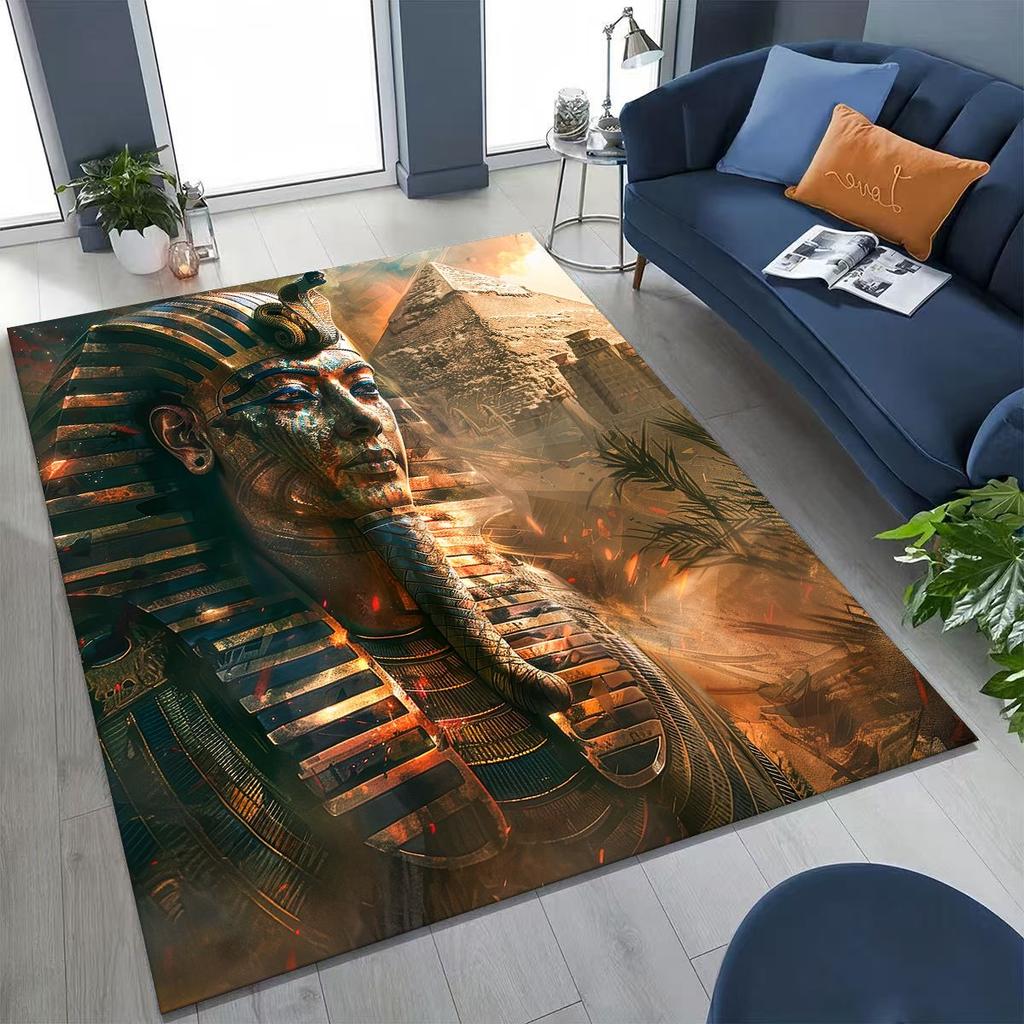 Ancient Egyptian God Dead Anubis Pharaoh Tutankhamun Mask Rug Carpet for Bedroom Living Room Sofa Doormat Decor,Non-slip Mat
