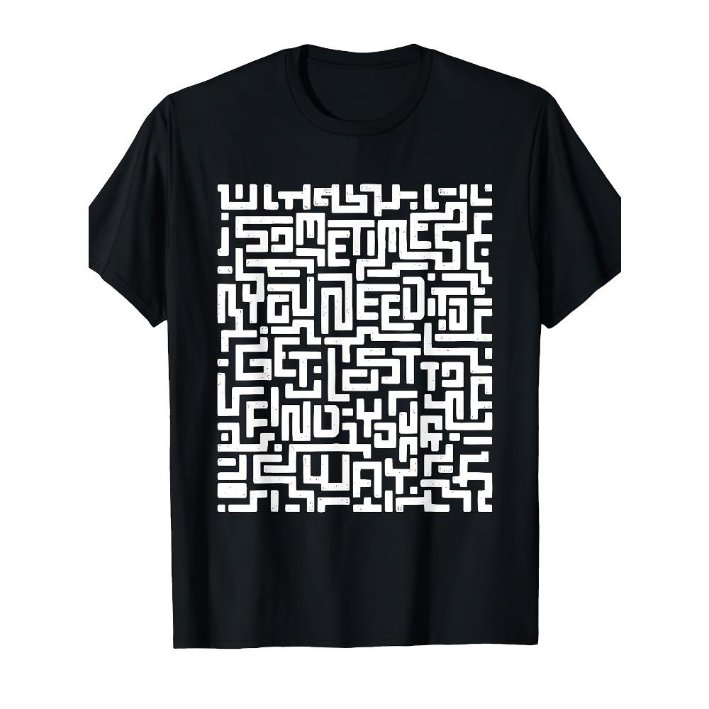 Men s & Women s Retro Optical Illusion Labyrinth Maze T-Shirt - Pure Cotton Short-Sleeve Shirt with 3D Illusion Design, 220G, S разноцветный