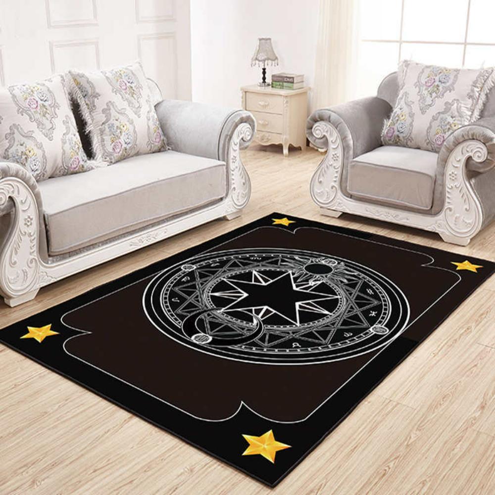 Cartoon Magic Card Carpet Rug for Living Room and Bedroom Decor Girl's Room Bedside Area   Soft Floor Mat Coffee Table Rug