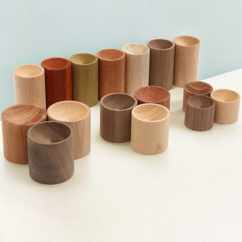 Cylindrical Glass Sphere Holder Wooden Crystal Ball Display Stand Jewelry Stand Home Decoration
