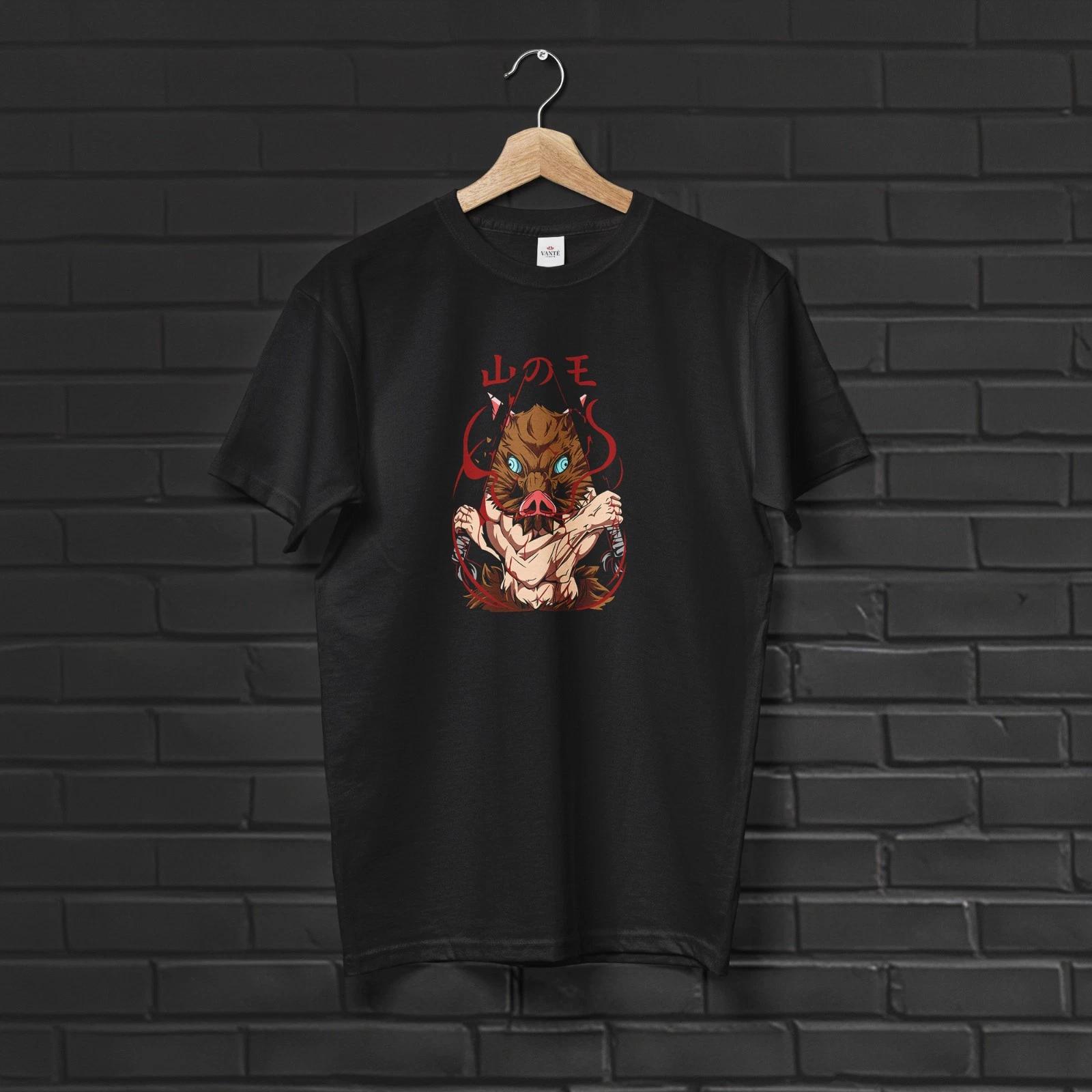 Inosuke Hashibira T Shirt Boar Mask Slayer Graphic Cotton Streetwear Tee S