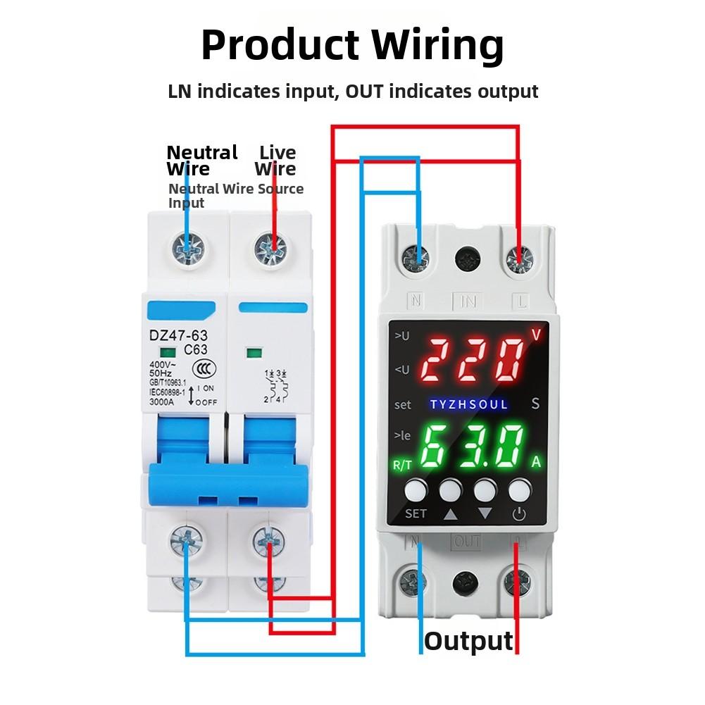 Automatic Voltage and Current Protector with Dual LCD Display Featuring Over Under Voltage Control and Delay Function for Safety