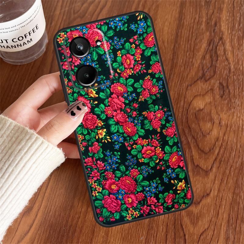 Russian Scarf Floral For Realme 15 Pro GT7 GT6 10 11 12 13 14 Pro Plus C75 C71 C65 C63 C61 C53 C67 C35 C55 Case