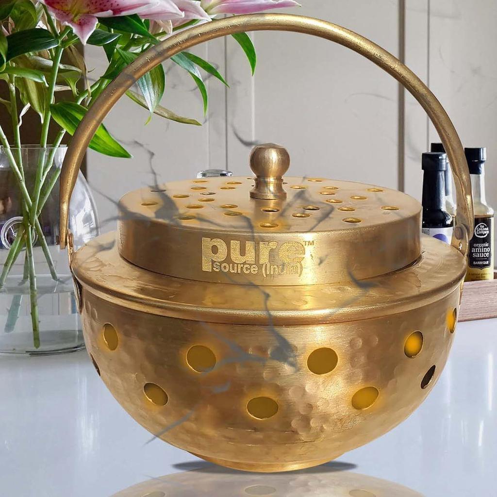 Multipurpose Brass Kapoor Dani, Aroma Diffuser, Incense Burner, Pack of 1(Round)