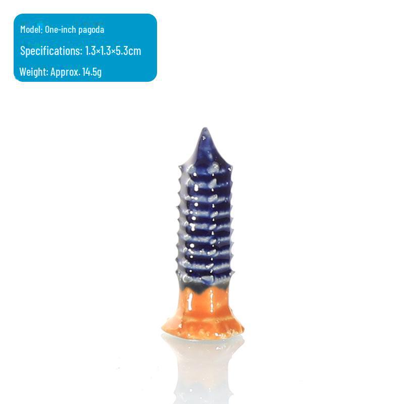 Hexagonal Pagoda Ceramic Ornament for Fish Tanks and Bonsai Sand Tables