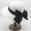 Hepburn big edge crimped basin hat bow sunshade straw hat bucket hat fashion sunscreen beach hat elegant sun hat