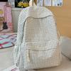 Schoolbag casual large capacity backpack ins style fashion girl Korean version plaid simple college student schoolbag travel backpack