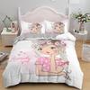 Cartoon Lovely Girls King Queen Duvet Cover Cute Little Girl Pattern Bedding Set Kids Pink Pretty 2/3pcs Polyester Quilt Cover