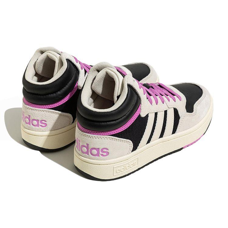 Adidas Neo Hoops 3.0 Magic Ring Comfortable Lightweight Durable Non-Slip Mid-Top Skate Shoes Unisex Skate Shoes Black White Purple HP6904