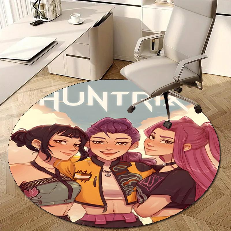 1pc KPop Demon Hunters9 Design Printed Area Round Carpet for Bedroom Living Room Home Decor Rugs Mat Non Slip Mat Rug for Bedside