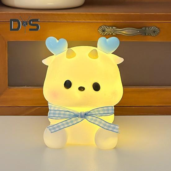 Bjørn Nattlys Søt silikonlampe myk glød flimmerfri batteridrevet tegneserie LED nattbordslampe Romdekorasjon