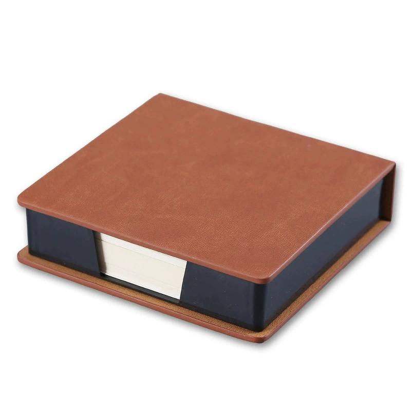 Sticky Note Box With Notepads Pu Leather Memo Pad Dispenser Desktop Supplies For Students Office Worker