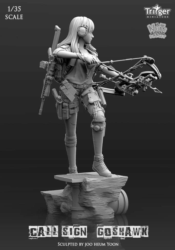 Nuts Planet Call sign is Goshawk Female scout with compound bow Unpainted resin assembly kit T35022 1/35