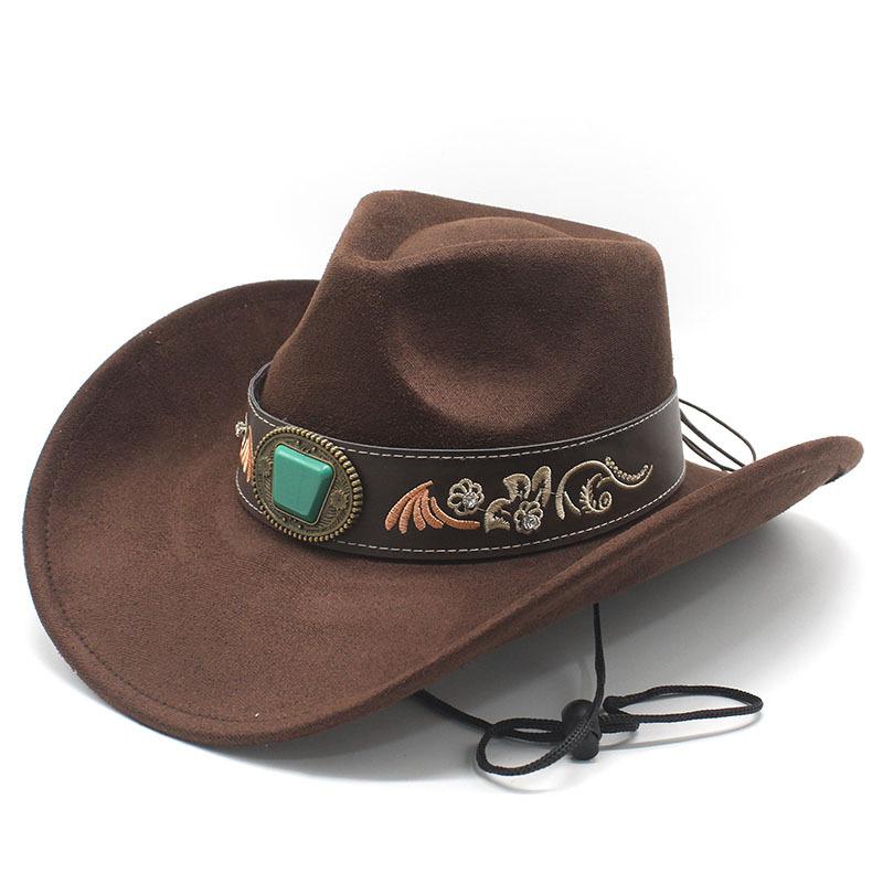 JYL TS DIY Button Cowboy Hat Unisex Western Elegant Birthday Party Felt Hat