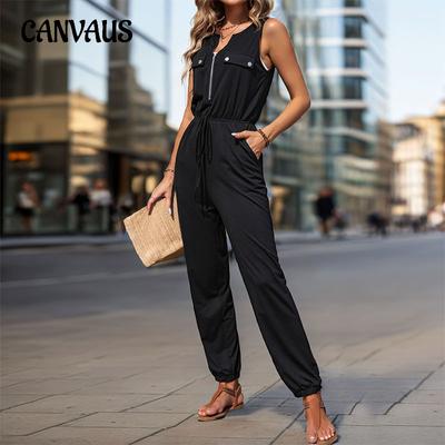 Summer Women's High Waist Sleeveless Long Jumpsuit