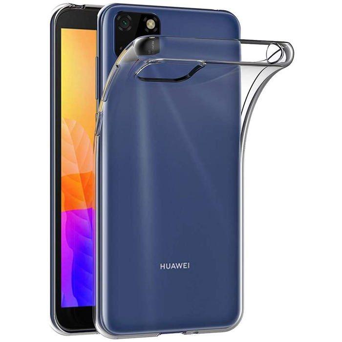 Case and Neck Strap for Huawei Y5P - Transparent Soft TPU Adjustable Black Cord Phonillico®