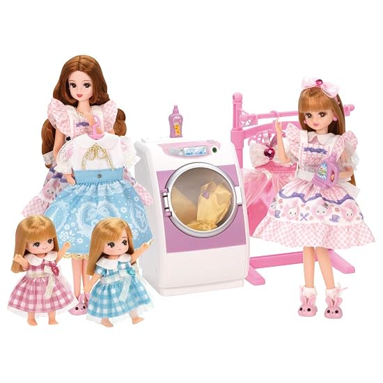 TAKARA TOMY "Licca-chan LF-02 Spinning Washing Machine" Dress-up Doll Pretend Play Toy, Ages 3 and u
