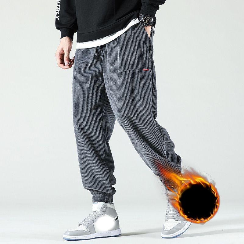 Weite Cord-Jogginghose Herren Tech Fleece Sweatpants Mann Frühling Herbst Winter Lässige Haremshose Männlich Sport Thermohose