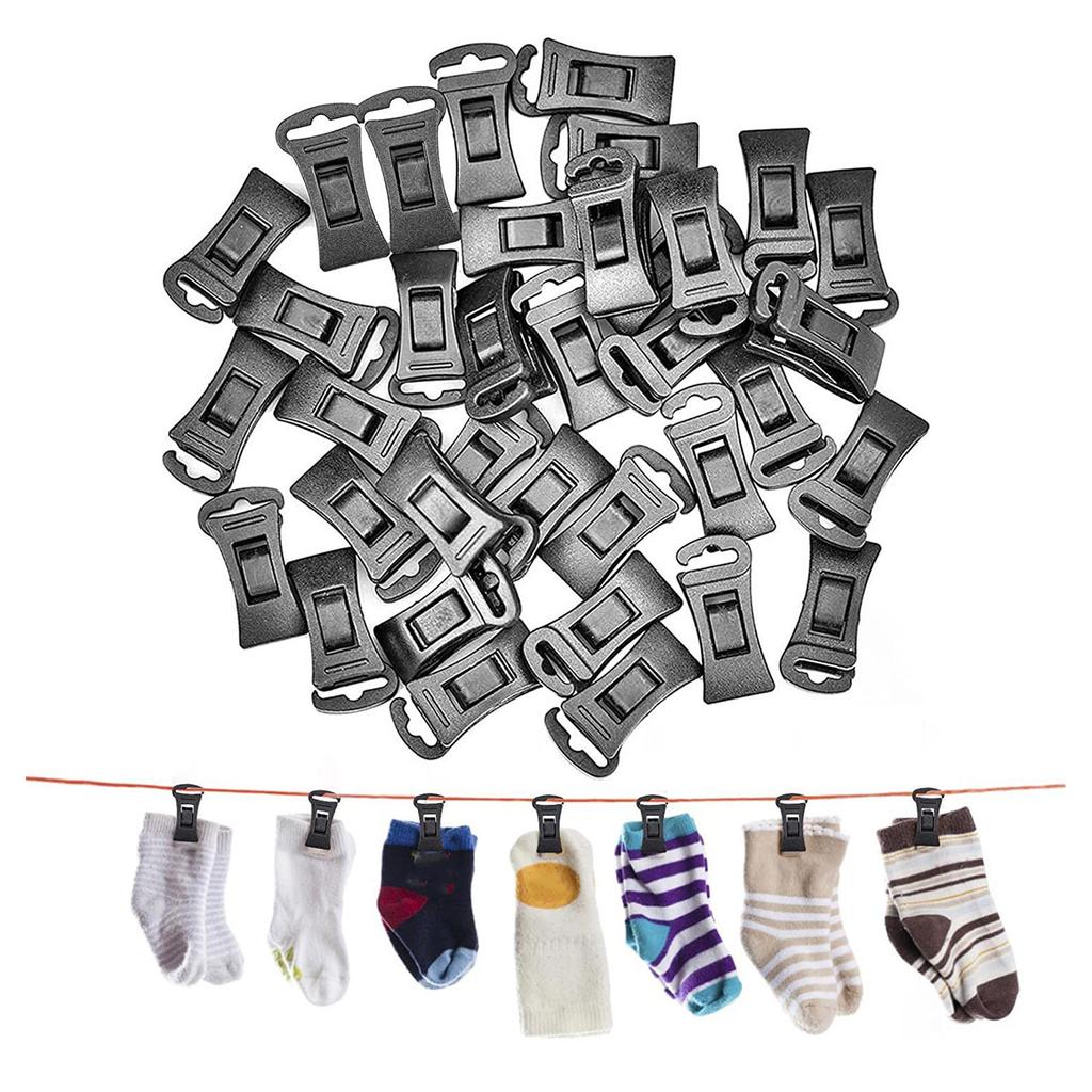 40Pcs Clothespins Plastic Non Slip Sock Laundry Clips Hanging Hooks for Laundry Washing Machine
