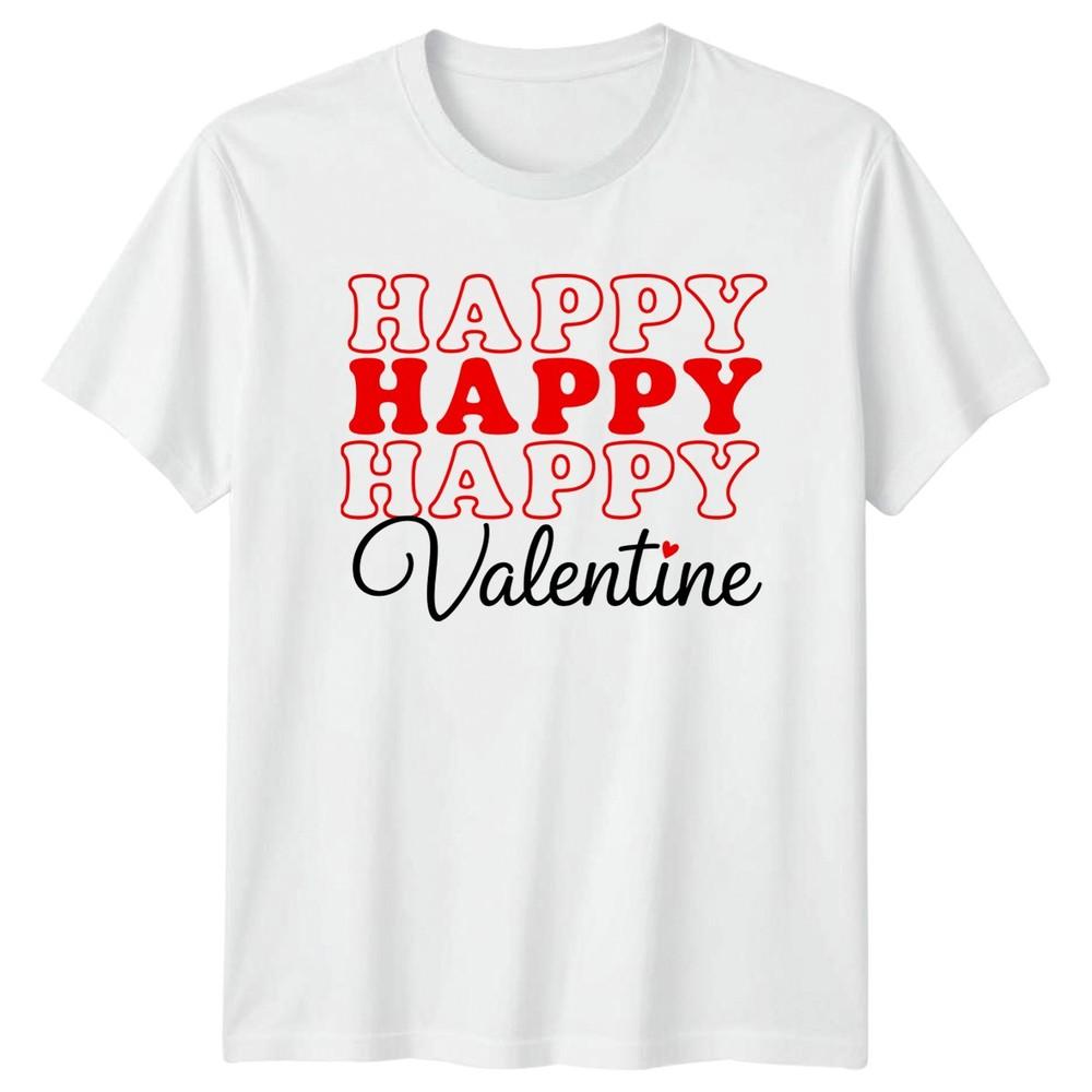 Happy Happy Happy Valentine TShirt Retro Typography Valentines Day S