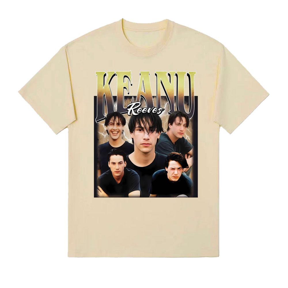 Keanu Reeves Vintage 90er Jahre Print T-Shirts Unisex Damen Mode Hip Hop T-Shirt Hohe Qualität Übergroßes Kurzarm T-Shirt Streetwear