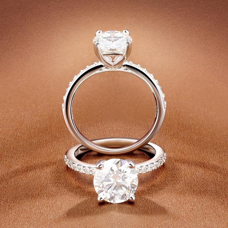 D VVS1 1-3ct Bague Moissanite Ronde Plaqué Or Blanc 18K Argent Sterling s925 avec Diamant GRA Alliances pour Femmes