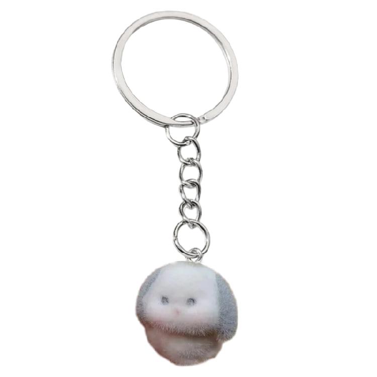 Stylish Rabbit Keychain Pendant Lovely Animal Shaped Keychains Flocking Keyring