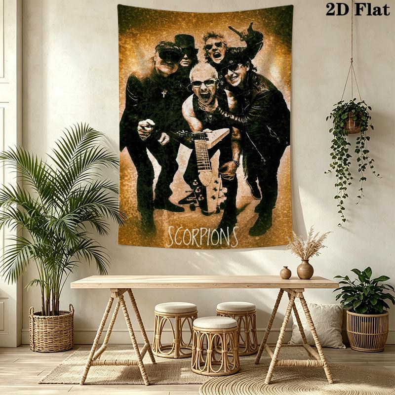 Scorpions Band Wall Tapestry Aesthetic Wall Hanging Printed Fabric Blanket Decorative Tapestries for Bedroom Living Room Home Decor