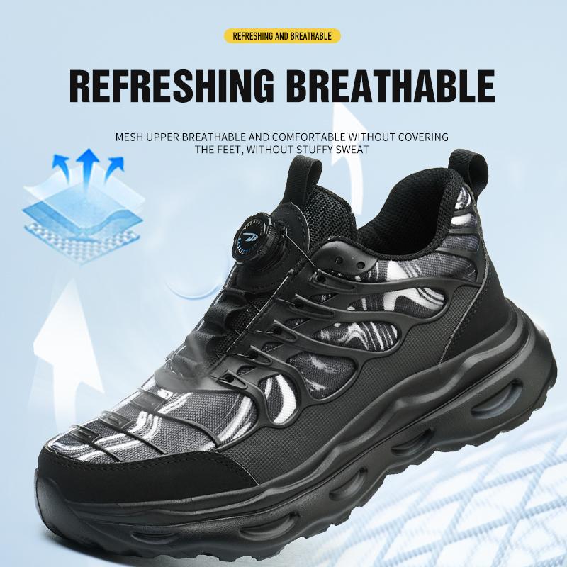 New Button Safety Shoes Men Anti Smash Anti Piercing Work Shoes Lightweight Steel Toe Protection Shoes Work Safety Boots