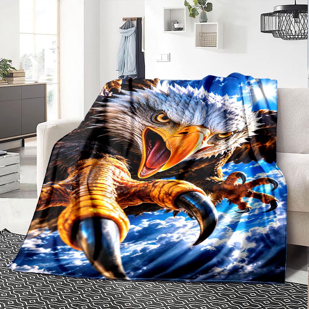 Eagle Art Print Flannel Blanket High Quality Warm Comfortable Cover for All Seasons Perfect for Gifts Home Decor