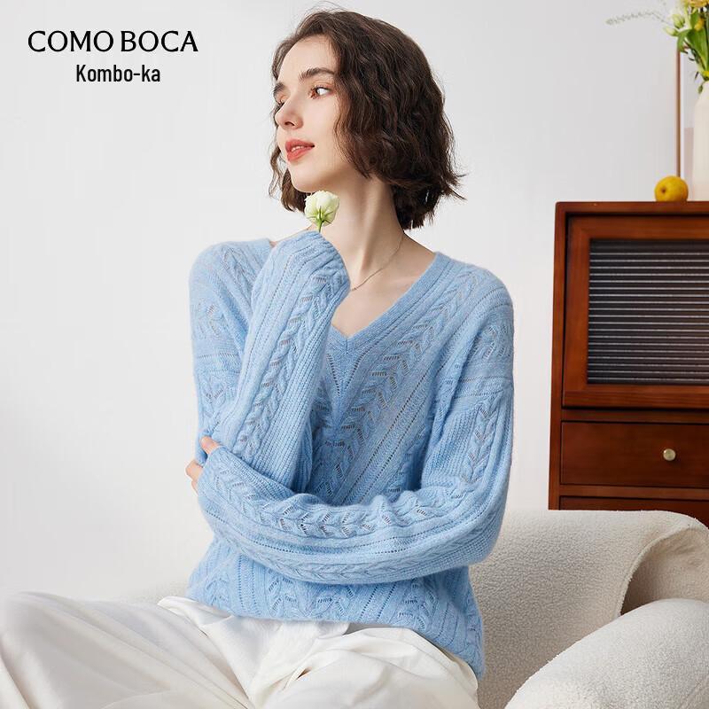 

Женский кашемировый вязаный свитер с V-образным вырезом Comonboca L