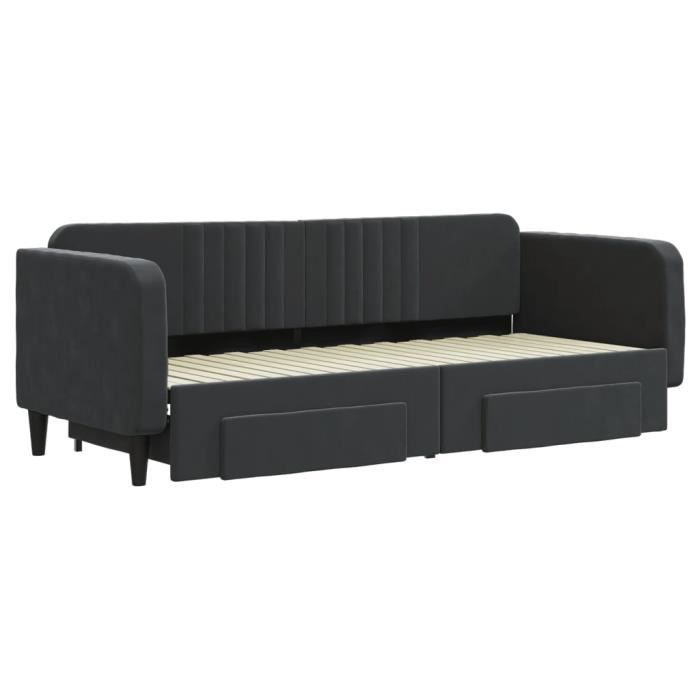 VidaXL Daybed with Trundle and Drawers Black 80x200 Cm Velvet 3197108