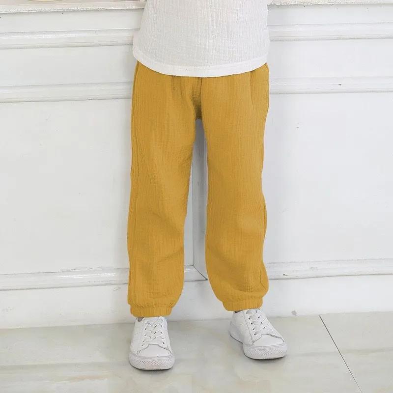 Baby Boys Girls Linen Pleated Summer Cotton Harem Baggy Pants Kids Clothes Children Sweatpants Trousers Breathable