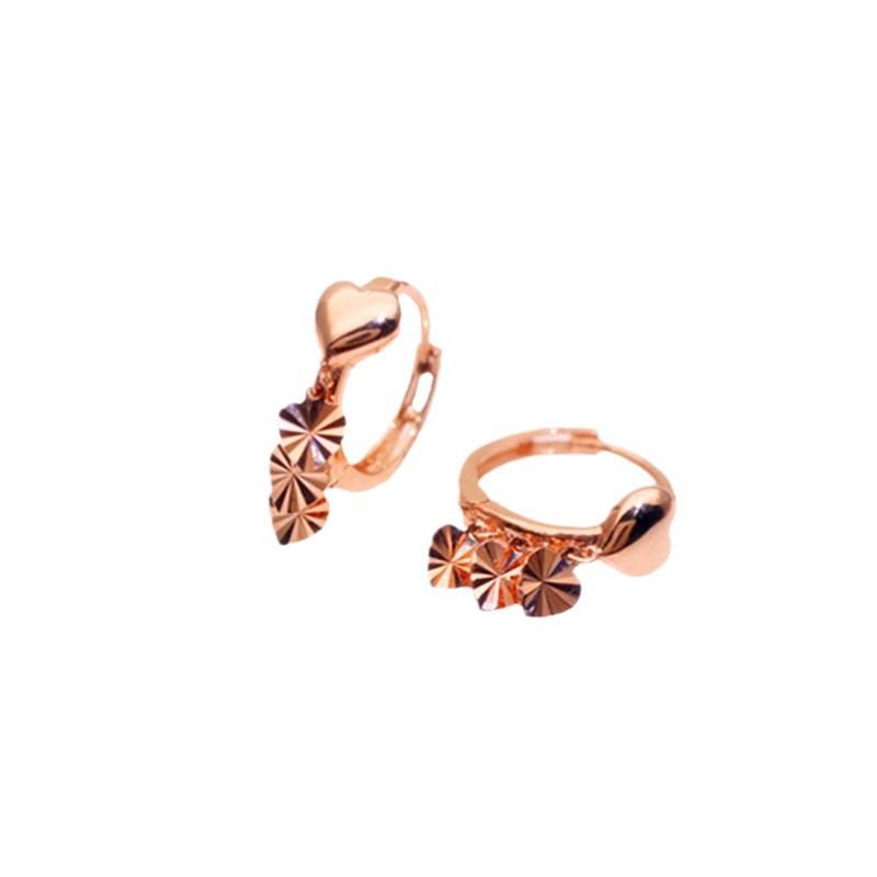 Exquisite Russian Purple Gold Shiny Peach Heart Earrings Temperament Trendy Fashion Rose Gold Plated Earrings