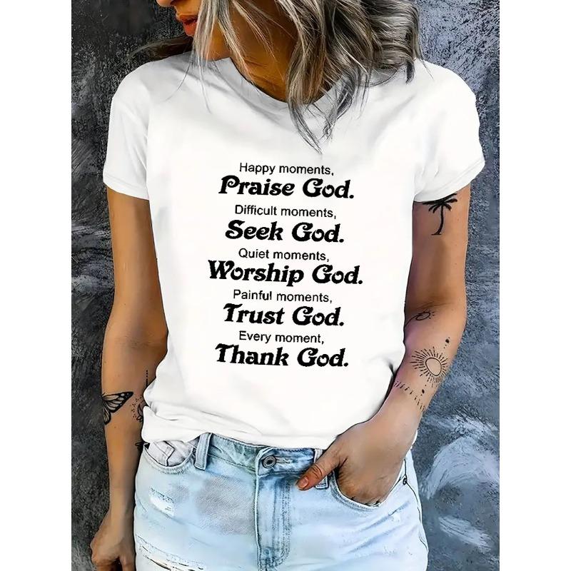 European Size Women Casual Short Sleeve Tee 1 Pcs  - Comfortable Crew Neck, Soft Adorable Tees Tops