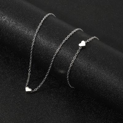 European and American Hot-selling Necklace Bracelet Set, Versatile Collarbone Chain, Heart-shaped Necklace Bracelet, Simple Peach Heart Item Jewelry